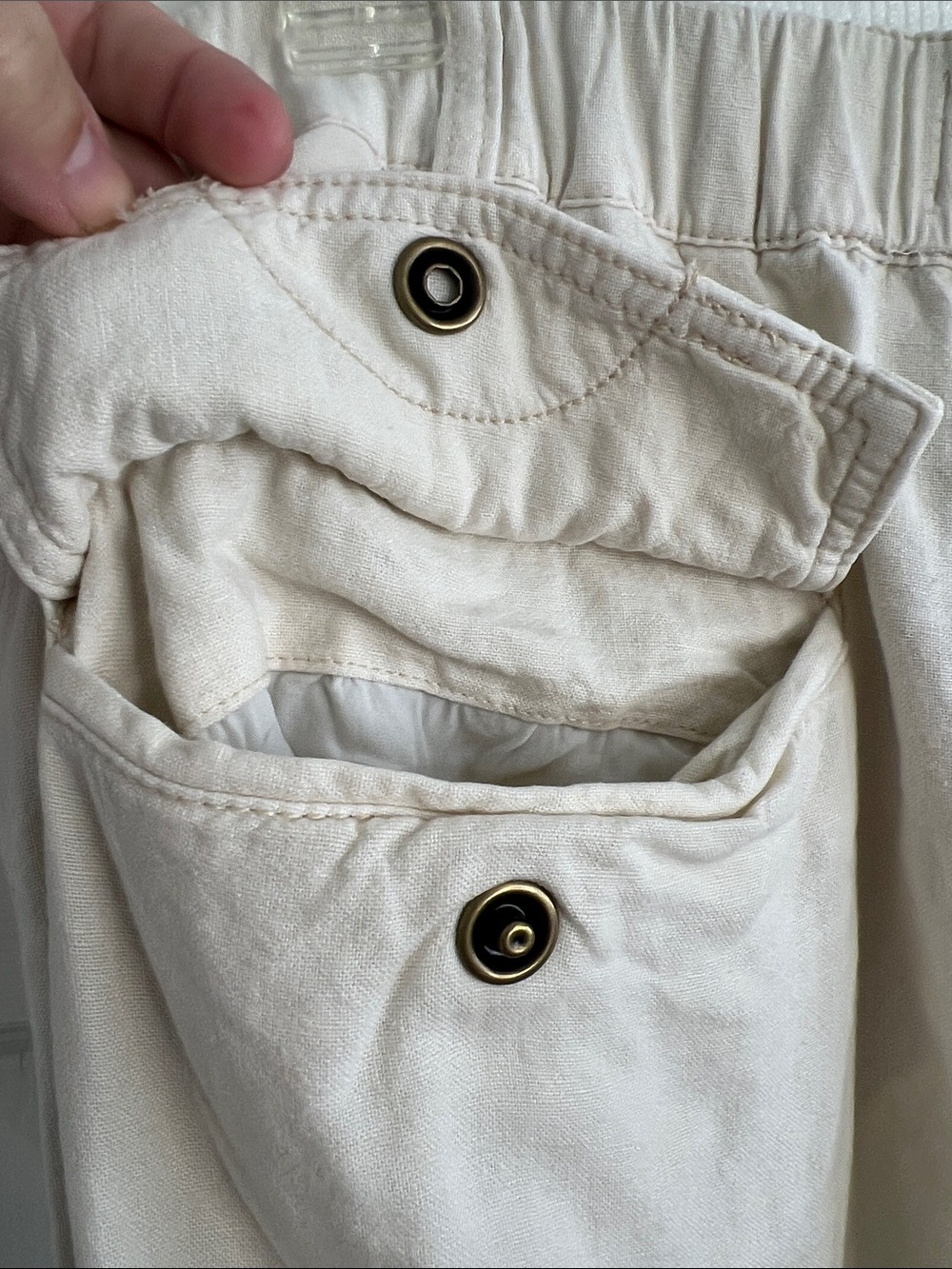 Pilcro Slim Linen Blend Beach Cargo Pants cream XL - Picture 8 of 11
